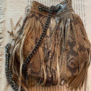 Italian Python Fringe Bucket Bag